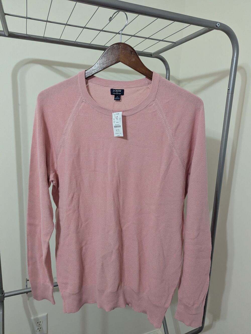 NWT J.Crew Factory Men's 100% Crewneck Sweater Pink Size L CD617 MSRP $89.50